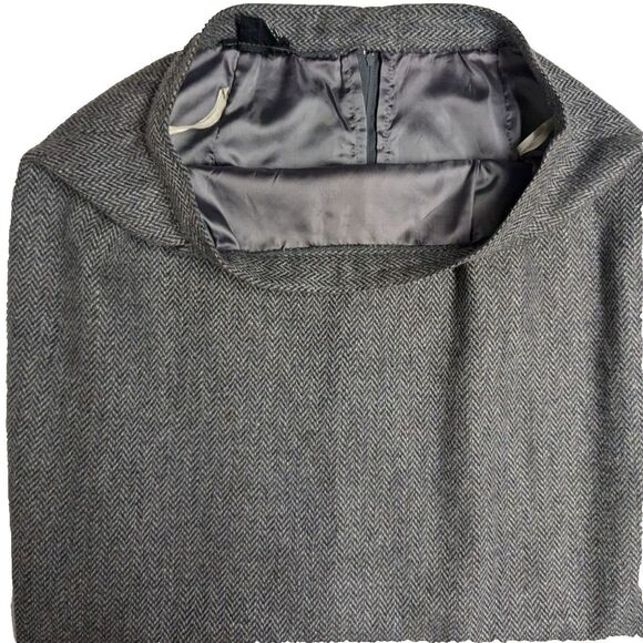 Plus Women Skirt Wool Blend Mid-Length Lined Slit Chevron Back Zipper Waist 32" - Picture 9 of 9